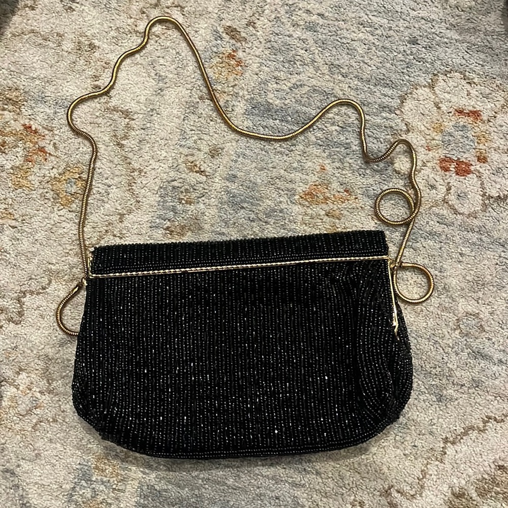 Vintage black beaded purse